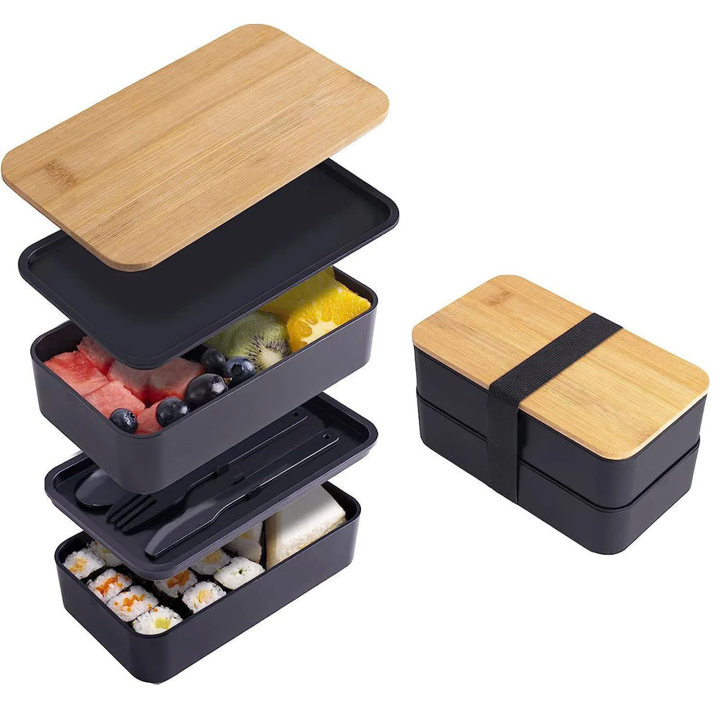 Stackable Bento Box with Utensils 1200ML All-in-One Meal Prep Compartment Lunch Containers Leak Resistant Lunch Box JT440