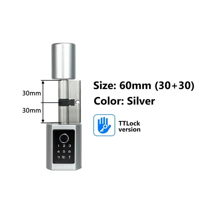 Easy Replacement Cylinder Smart Lock APP TTlock Bluetooth Fingerprint Password NFC Unlock Auto Lock/ Unlock Security Protection