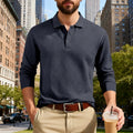 2025 spring and autumn men's light luxury casual simple lapel jacquard POLO button-down long-sleeved sweater