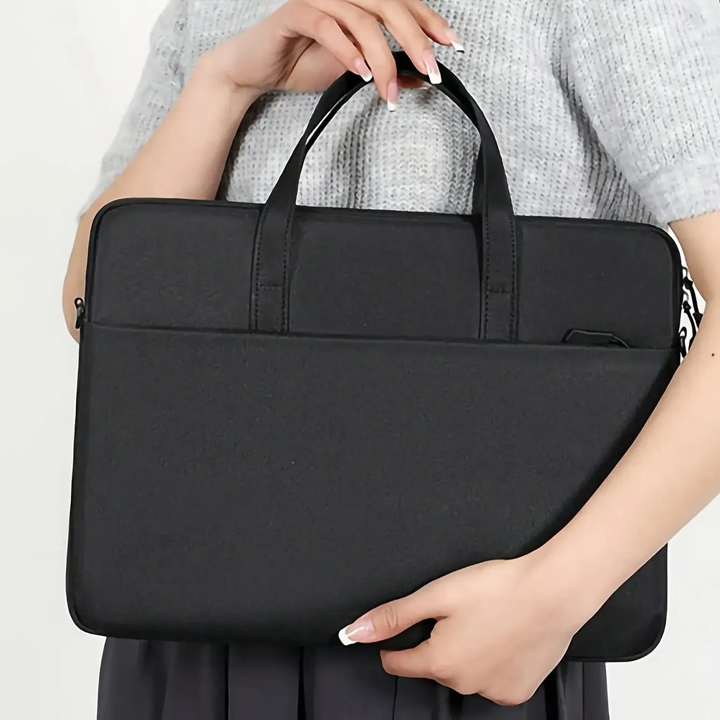 Solid Color Easy Lightweight Portable Laptop Bag, Portable Business Travel Laptop Sleeve, Zippered Crossbody Office Laptop Bag