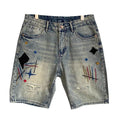 Summer Men American High Street Denim Short Pants Male Lightweight Straight Leg Casual Jeans Fashion Vintage Embroidered Shorts