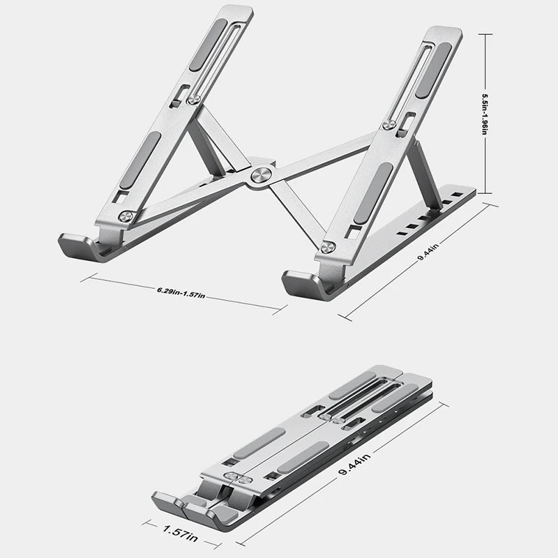 Foldable aluminum laptop stand, adjustable height tabletop laptop stand, laptop stand for desk compatible with macbook air pro