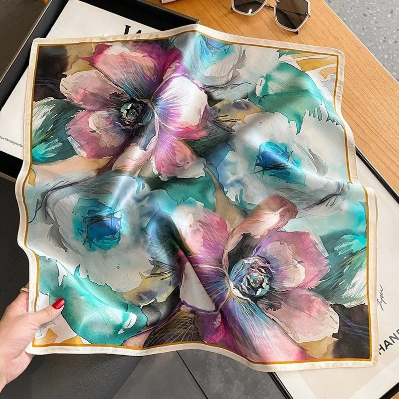Nature Silk Neck Scarves Lady Foulard Lovely Strawberry Print 100% Real Silk Square Scarf for Women Bag Ribbon Hairband Kerchief