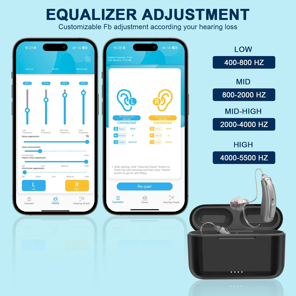 New Hearing Aids with Noise Cancellation Bluetooth Rechargeable Hearing Aids for Seniors Hearing Aid High Quality Audifonos