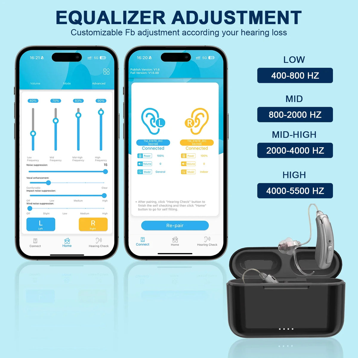 New Hearing Aids with Noise Cancellation Bluetooth Rechargeable Hearing Aids for Seniors Hearing Aid High Quality Audifonos