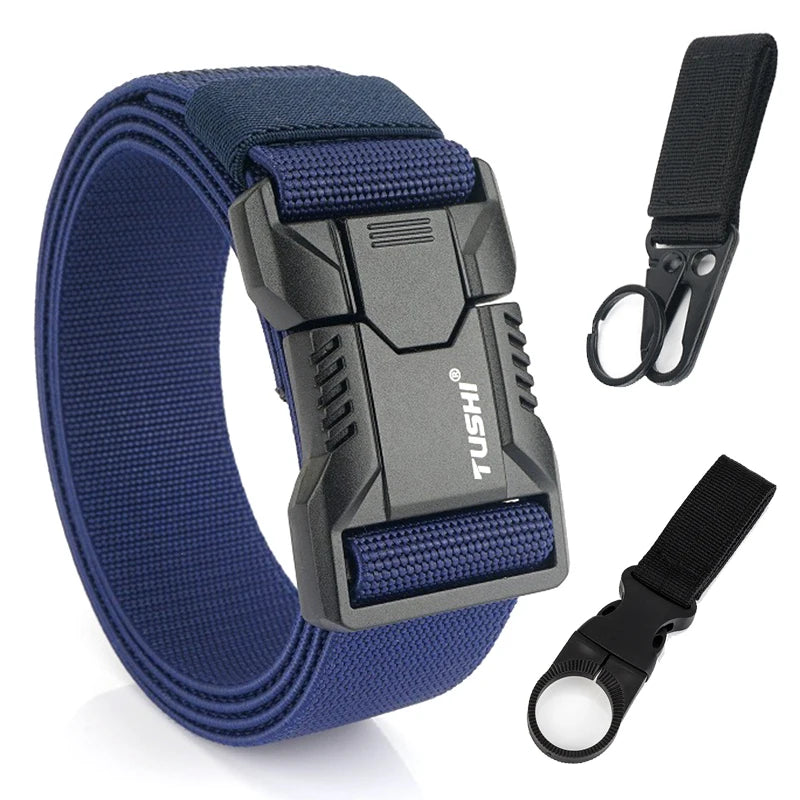 VATLTY New Tactical Outdoor Belt for Men and Women Aluminum Alloy Buckle Quick Release Elastic Belt Casual Belt Jeans Waistband