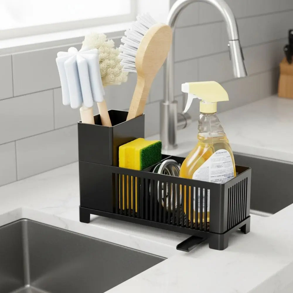 Well-ventilated Kitchen Sink Organizer Plastic Space-saving Sink Sponge Storage Basket Sponge Holder Kitchen Drain Rack
