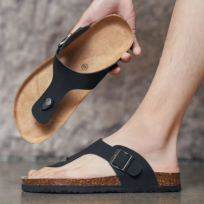 Cork slippers Men's casual comfort sandals summer Flip flop outdoor anti slip beach shoes fashion youth breathable tide slippers