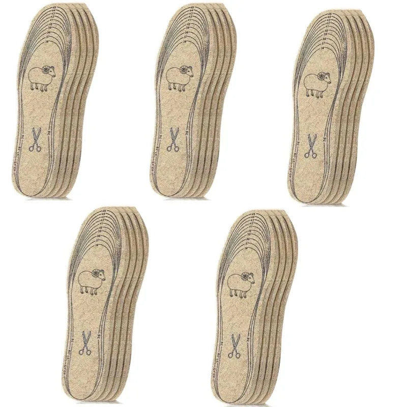 7mm Extra Thick Wool Felt Insoles Winter Warm Thermal Shoe Pads Cut to Fit Breathable Deodorant Cushion Unisex 2/4/10/20 Pairs
