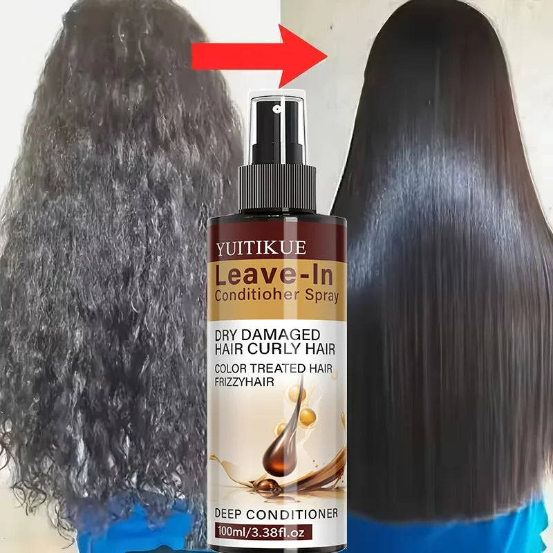 YUITIKUE Leave-In Conditioner Spray 100ml for Dry, Damaged, Curly & Color-Treated Frizzy Hair