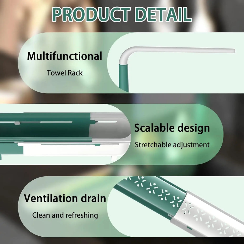 Multipurpose Sink Organizer Rack Telescopic Design with Two Sponge Holders Keeps Kitchen Counter Dry Neat for Cleaning Storage