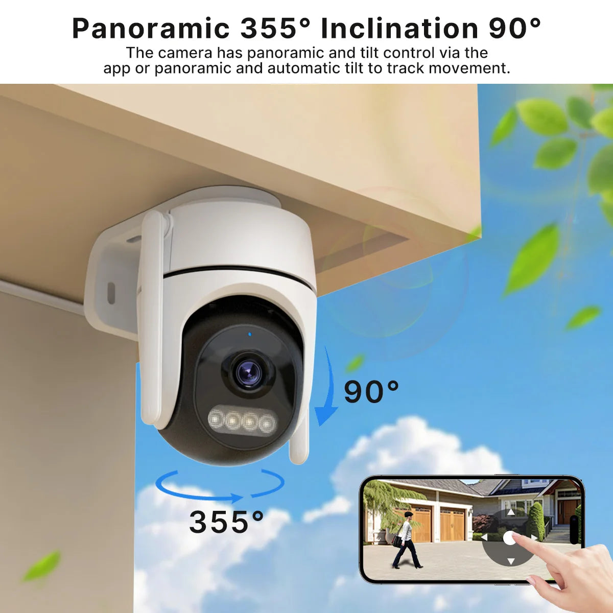 WONSDAR 2pcs PTZ WiFi Camera Outdoor IP Camera Video Surveillance Smart Home Security Protection Motion Detection Alarm iCsee