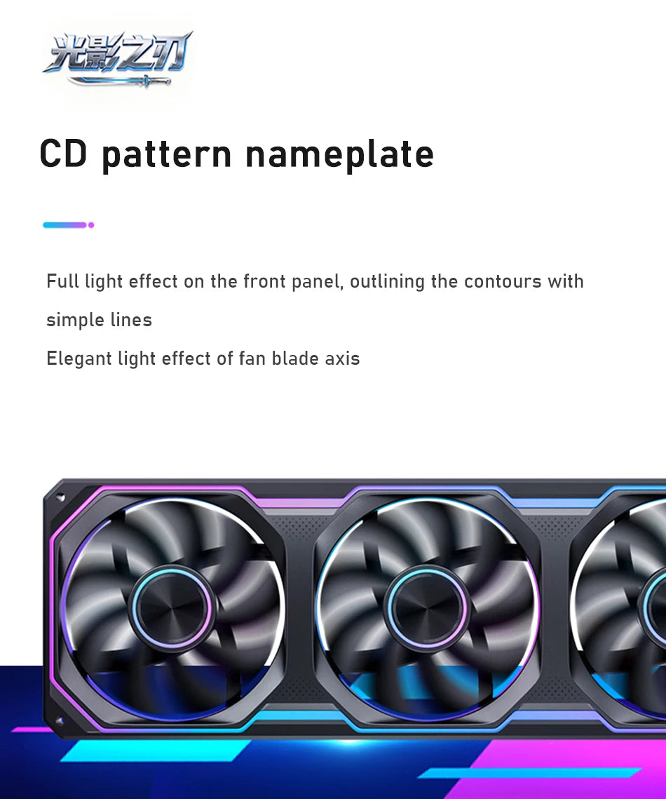 JONSBO XA-120/240/360 PC Case Fan Three Sided Mirror 5V/3Pin ARGB Fan Integrated Cold Exhaust Cooling Fan