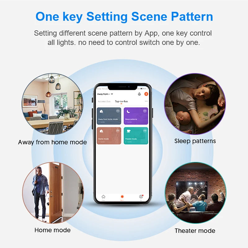 Tuya WiFi Light Switch Smart Wall Push Button Switches No Neutral Required 110-240V 1/2/3 Gang Physical Lamp Switch APP Voice