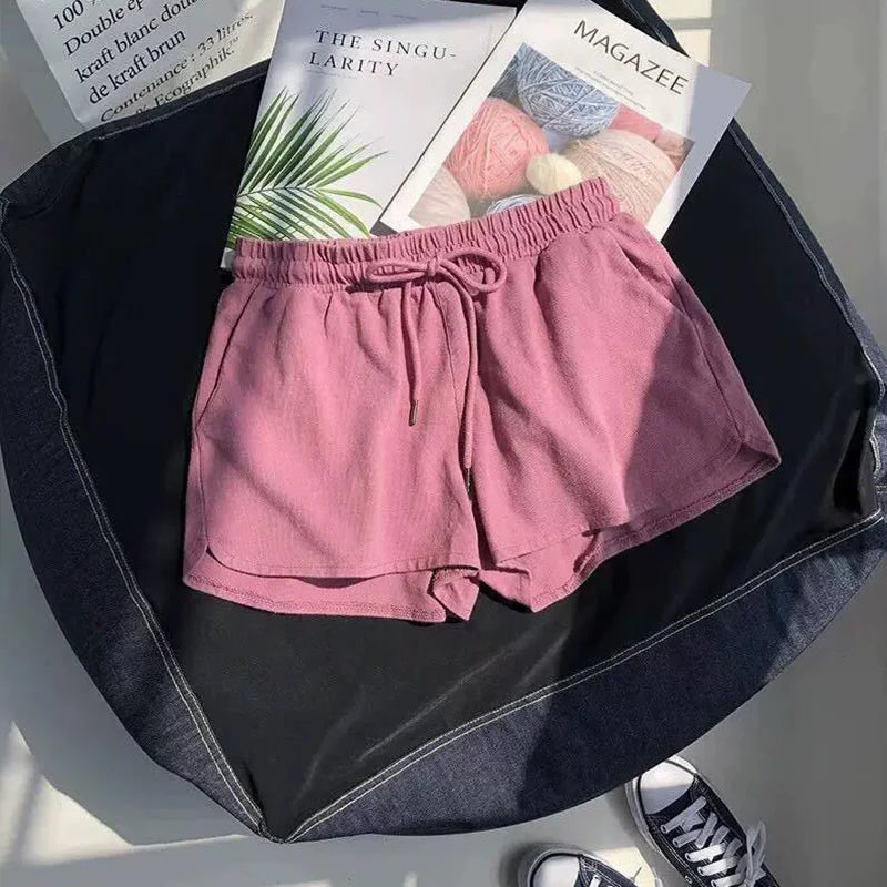 High Waisted Elastic Sports Shorts for Women Loose and Casual Summer New Style Wide Leg Pants Home Sleepwear Trendy