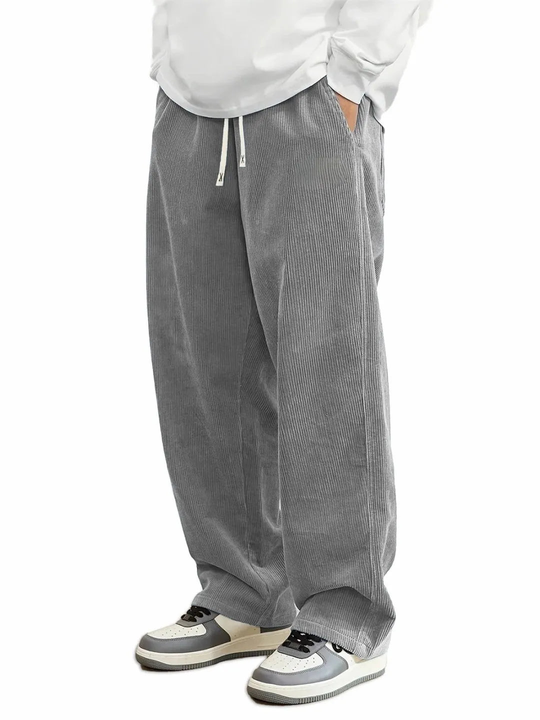 Autumn Winter Warm Motorcycle Jogger Corduroy Pants Men Tech Sweatpants Casual Harem Pants Male Sport Thermal Trousers