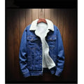 Streetwear Men Winter Jacket Denim Inner Fleece Thicken Winter Jeans Jacket Coat Men's Turn-down Velvet Jacket Mens Fur Parkas