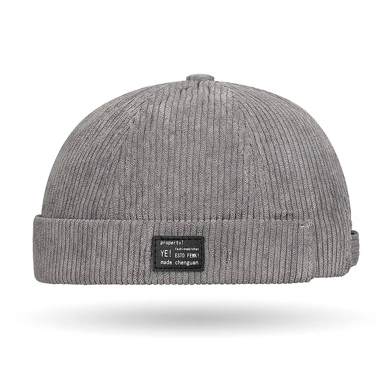 Autumn and winter corduroy brimless casual hat, personalized yuppie hat, men's and women's striped velvet melon skin hat