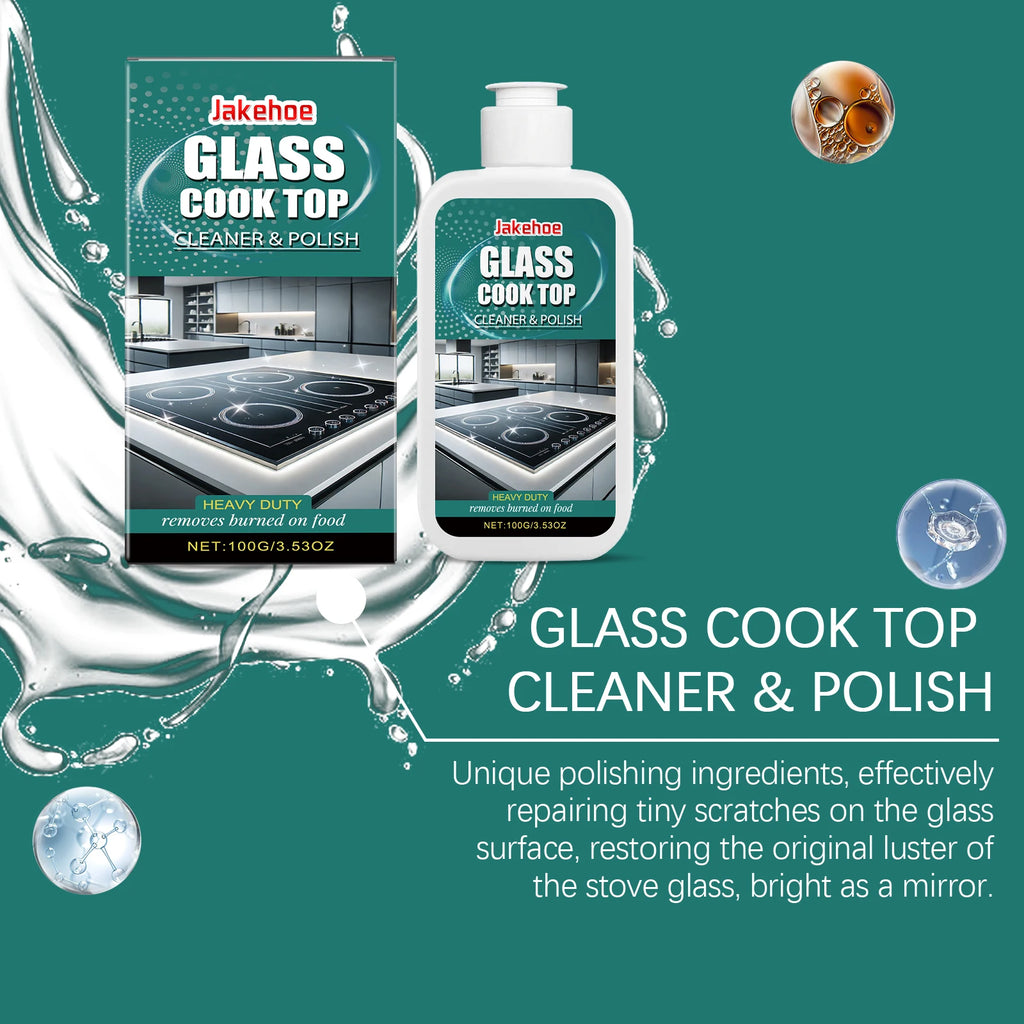 Glass Cooktop Cleaner Polish Ceramic Induction Stovetop Cleaning Burnt Food Remove Household Kitchen Glass Surface Stove Cleaner