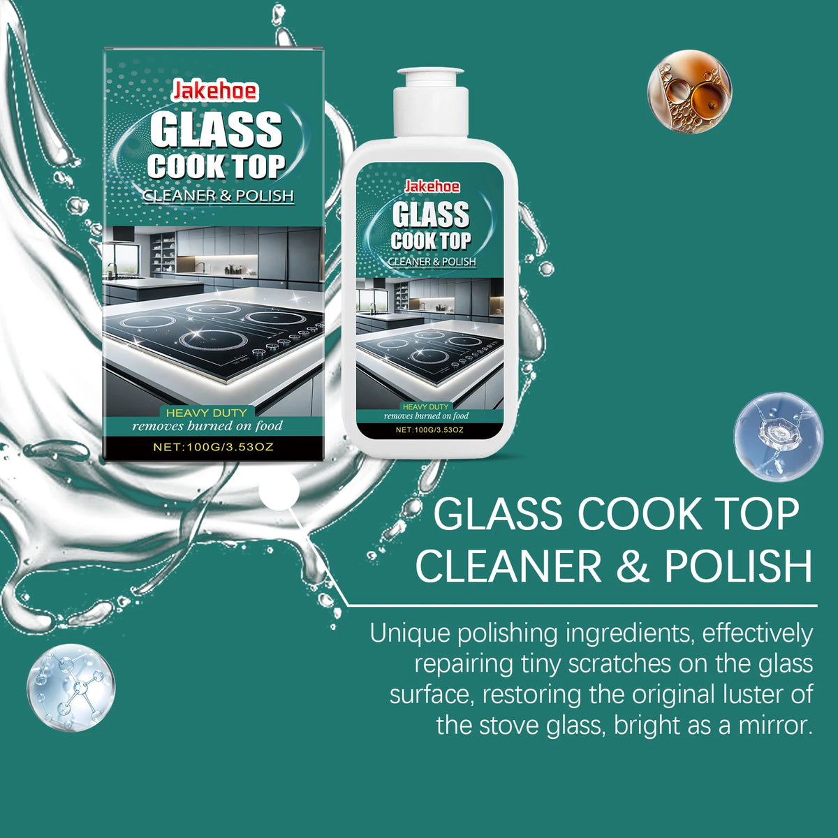 Glass Cooktop Cleaner Polish Ceramic Induction Stovetop Cleaning Burnt Food Remove Household Kitchen Glass Surface Stove Cleaner