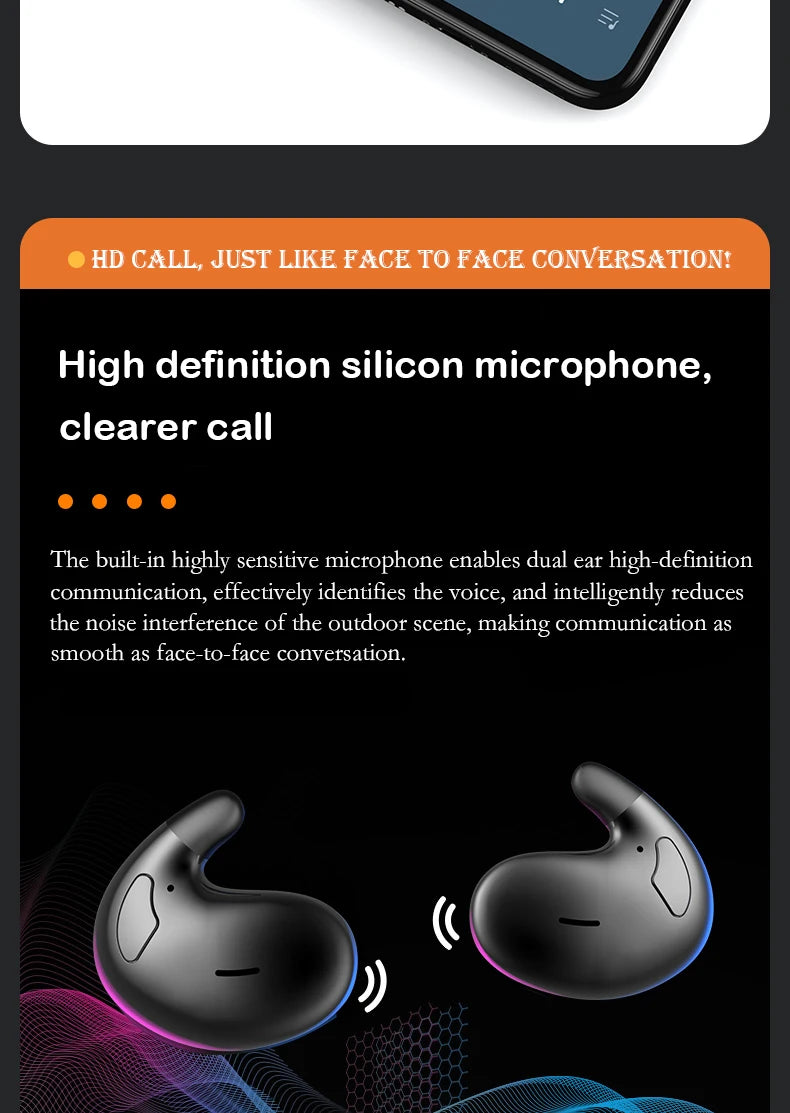 SK Ultra-thin Sleep Headphones 5.3 Wireless Bluetooth Headset Invisible Earbuds Hidden In Ear Button Sports Earphones Waterproof
