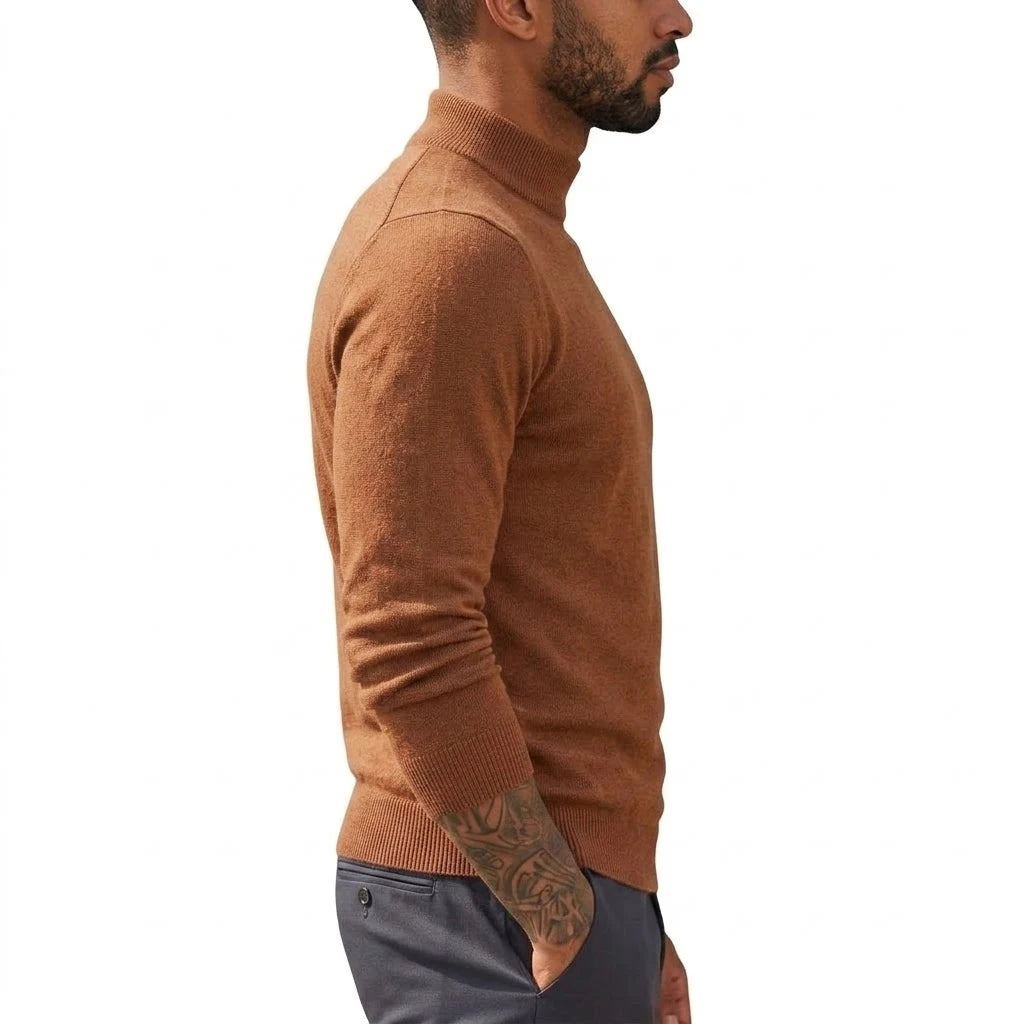 New Men's Mock Turtleneck Sweater Casual Long Sleeve Slim Fit Pullover Knitwear Solid Autumn Jumpers Warm Blouses for Winter