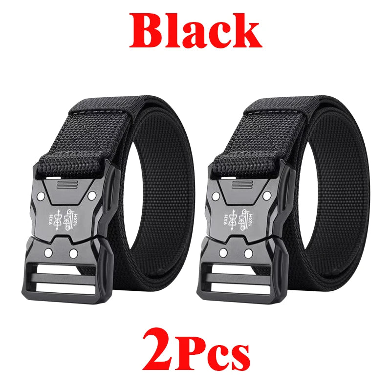 Genuine Tactical Belt Men's Quick Release Nylon Military Belt Automatic Buckle Real Soft Outdoor Sports Pants Jeans Waist Belt