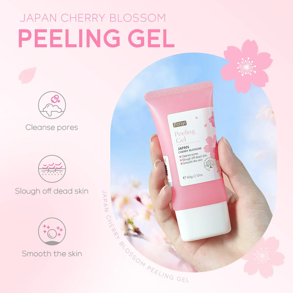 Sakura Gentle Exfoliating Gel for Face and Body, Deep Pore Cleansing Skin Smoothing Brightening Scrub 60g