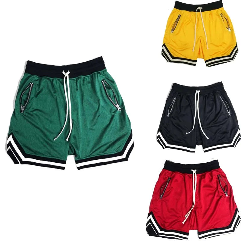 Man Short 2025 Summer Fitness Shorts Men's Quick Drying Mesh Solid Color Hip-Hop Breathable Casual Basketball Pants