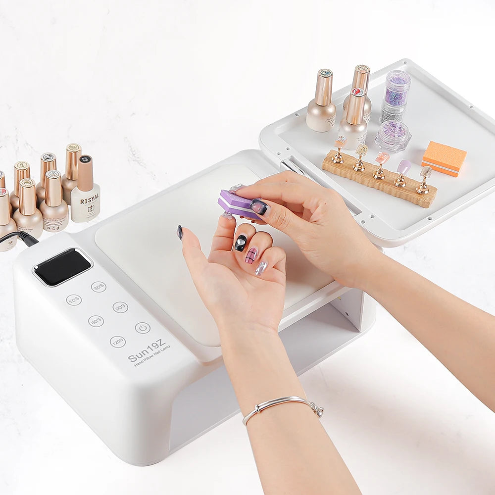 126W 63LED Lights UV LED Lamp Nail Dryer With Hand Rest Holder Tow Hand Big Nail Lamp Gel Polish Fast Drying Lamp For Manicure