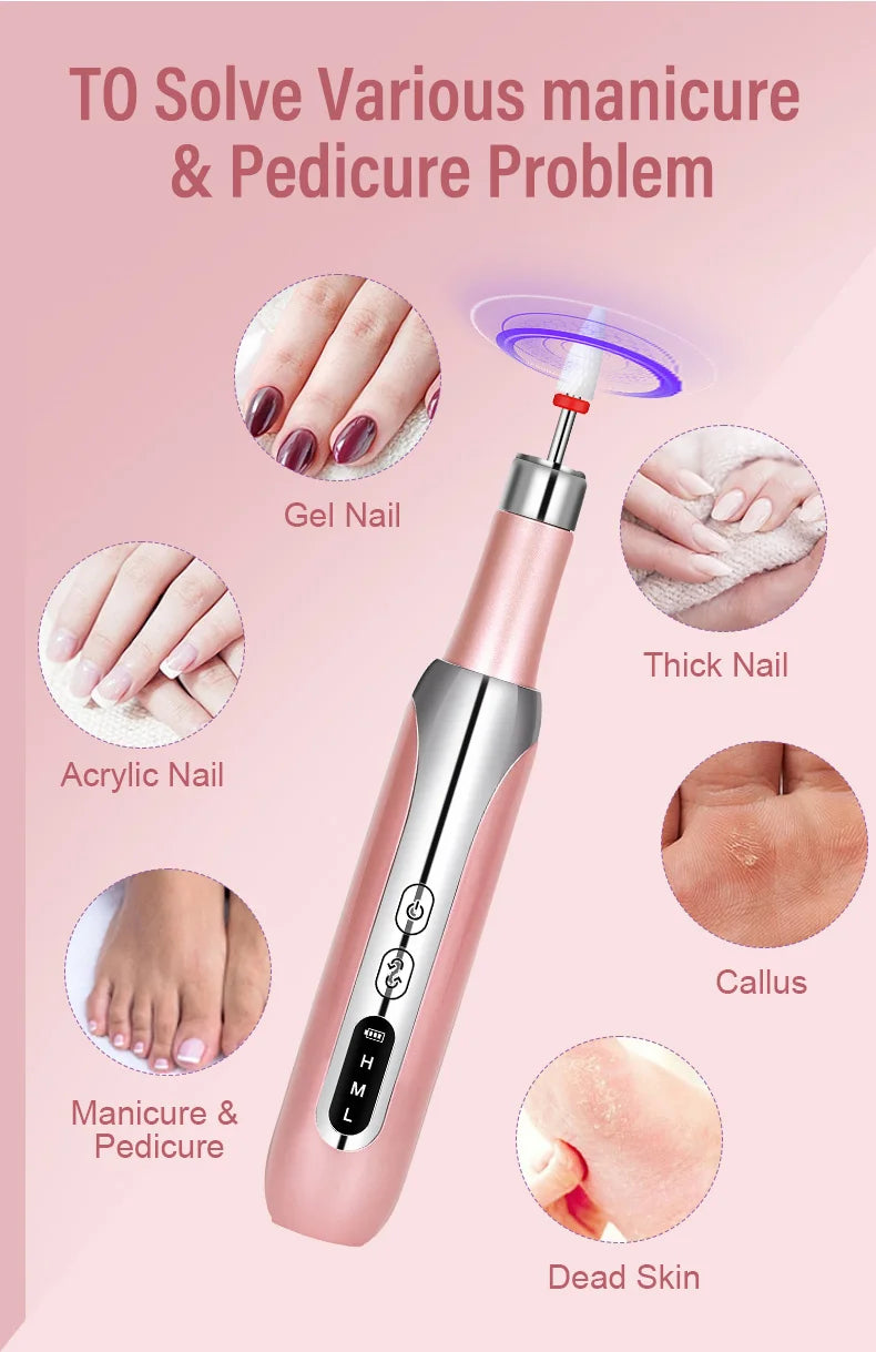 Portable Electric Nail Drill Machine, New Nail Polishing Machine For Shaping, Buffing, Removing Gel Nails, Multifunctional Manic
