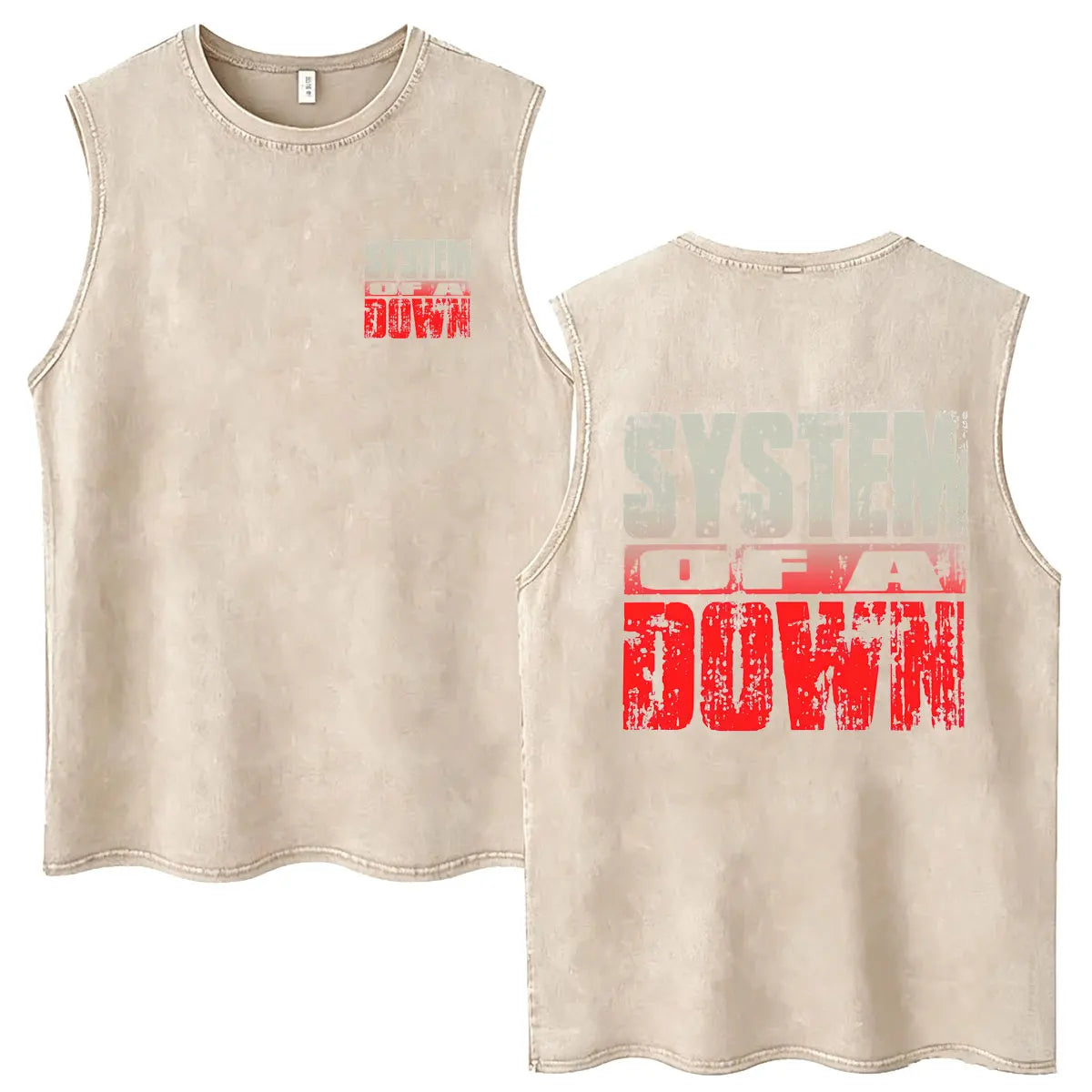 System of A Down Vintage Washed Tank Tops Men's Rock Alternative Metal Cartoon Graphic Sleeveless Vests T-shirt Male T Shirts