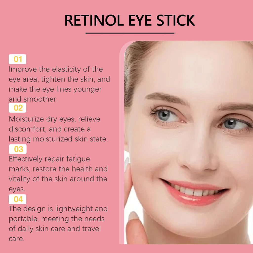 Retinol Eye Cream Stick - Firms and Elasticizes Skin, Moisturizes and Massages to Care for the Eye Area