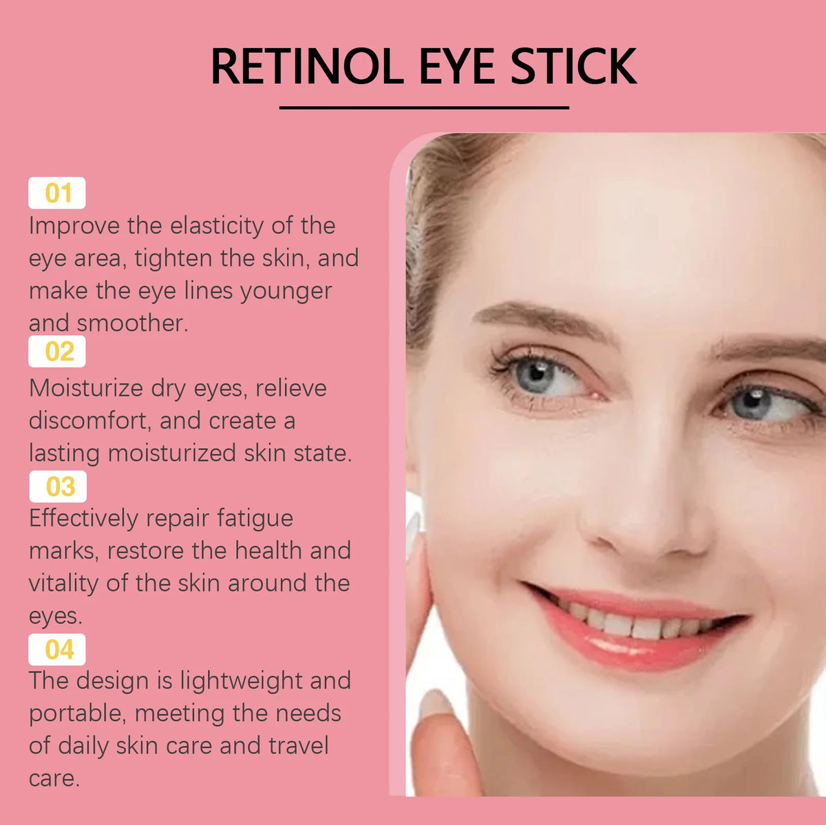 Retinol Eye Cream Stick - Firms and Elasticizes Skin, Moisturizes and Massages to Care for the Eye Area