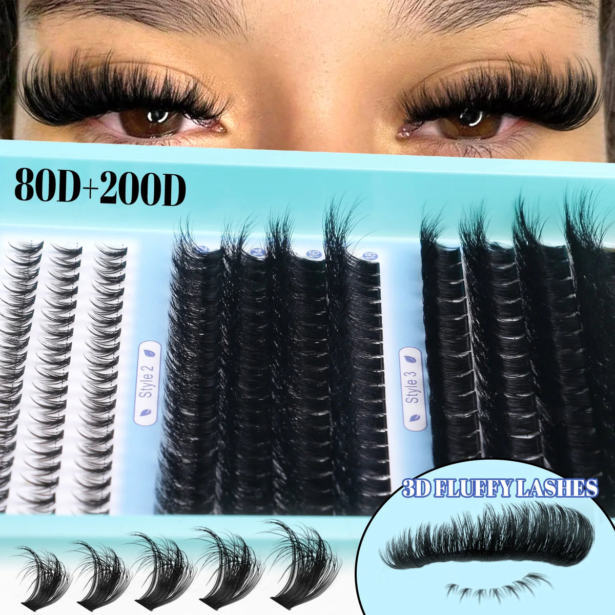 GROINNEYA Lashes Clusters Volume Lash Clusters with Spikes Lash Extension Kit Bottom Lashes Wispy Eyelashes DIY Lash Extension