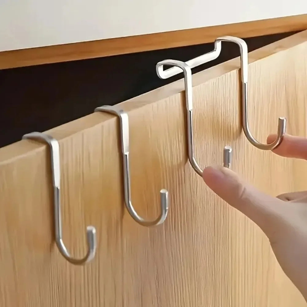 1 Piece Silver Metal Seamless Hook, Suitable for Kitchens, Bathrooms, and Wardrobes, No Drilling Required, Easy To Install