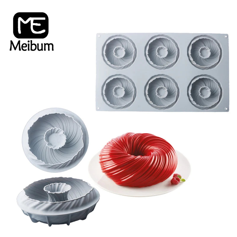 Meibum Spiral Donut French Dessert Silicone Cake Mold Homemade Party Chocolate Mousse Pastry Mould Decorating Tray Baking Tools