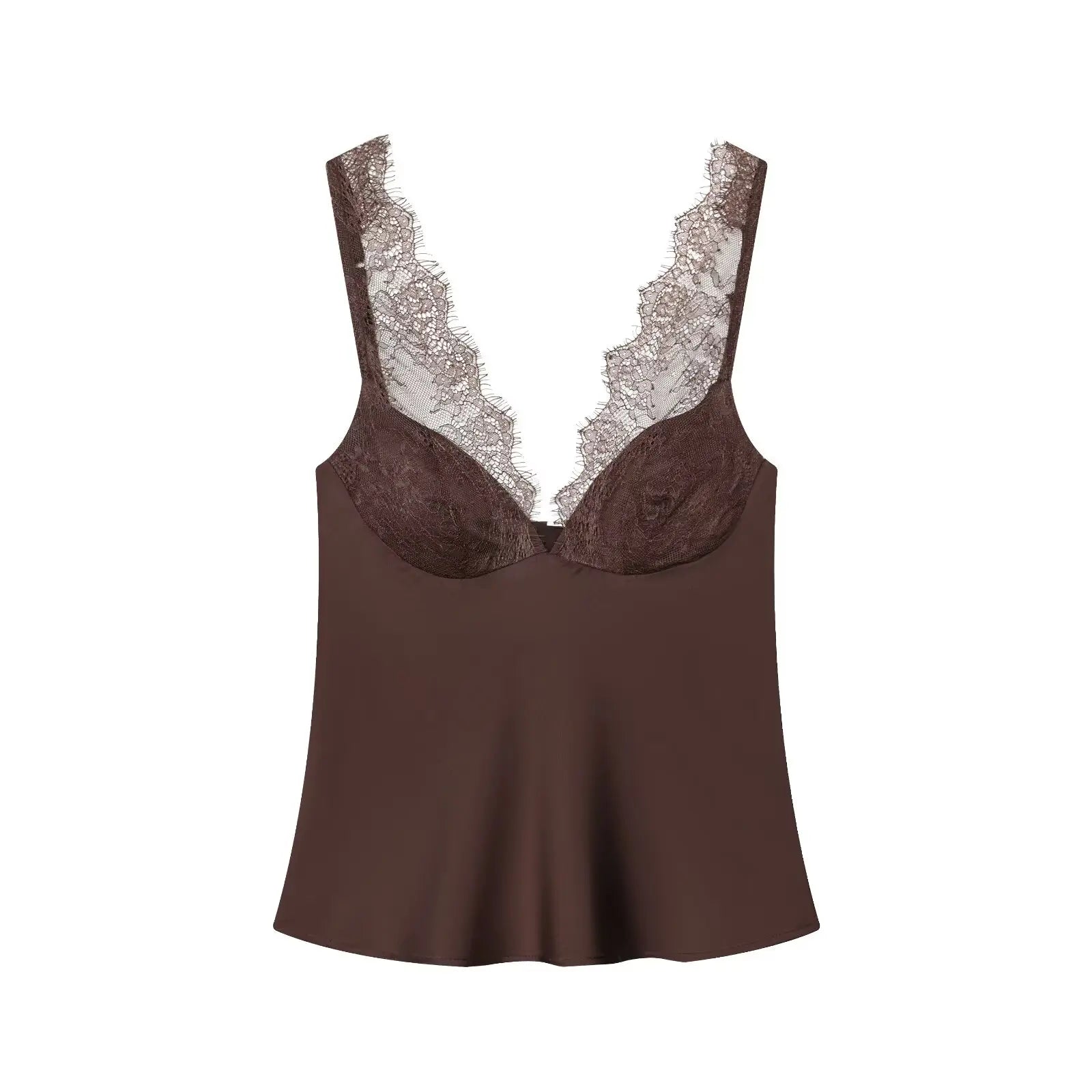 HH Elegant Women Lace Splice Sexy Satin Sling Tops 2026 Spring Summer Fashion Female V-Neck Backless Slimming Underwear Vest