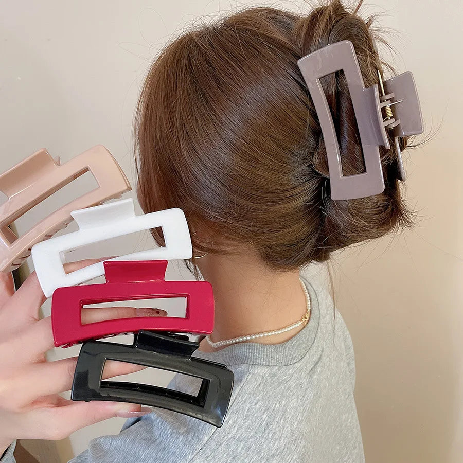 Square Soft Rubber Hair Claws Women Large Solid Silicone Shark Clip Grab Clip Anti Fall Non Fragile Clip Headband Hair Clip M
