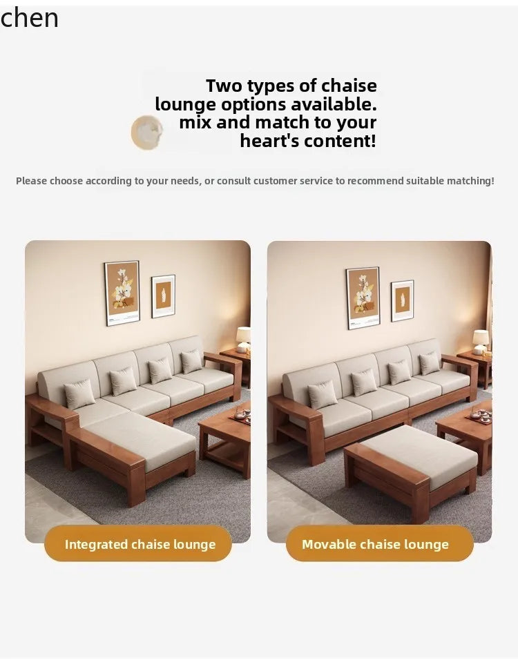 Solid Wood Sofa Living Room Home Use Full Solid Wood Furniture Set Small Apartment Dual-use Natural Wood Sofa Bed