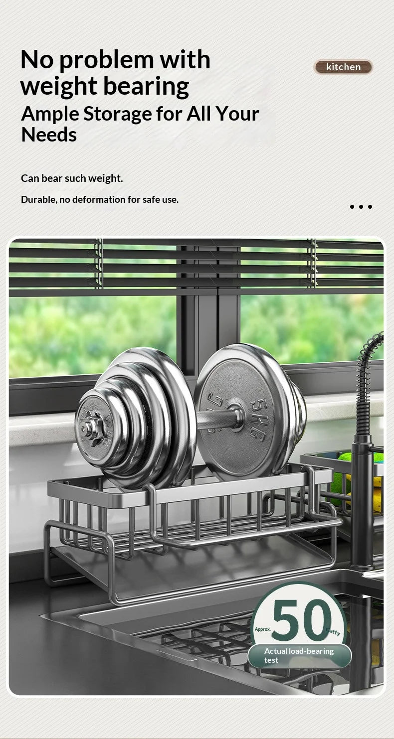 Kitchen Storage Rack and Cloth Holder, Household Sink Draining Basket, Multifunctional Countertop Sponge and Dish Soap Organizer
