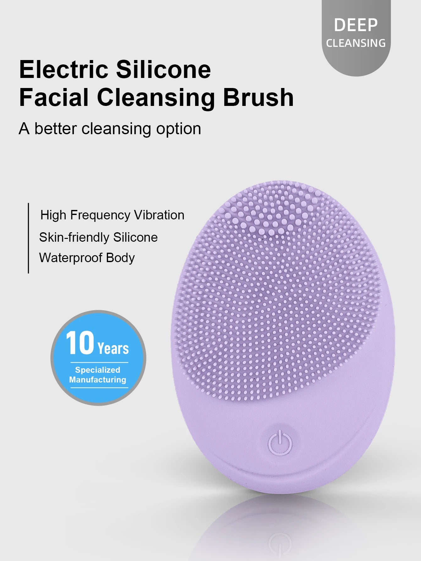 Facial Cleansing Brush Made with Ultra Hygienic Soft Silicone, Waterproof Sonic Vibrating Face Brush for Deep Cleansing, Gentle