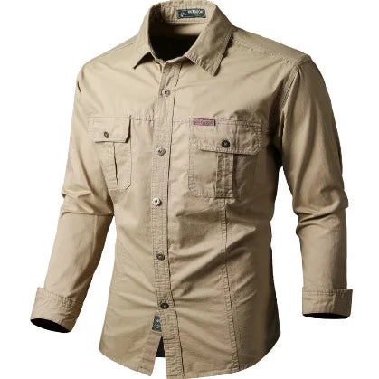 Men's Long Sleeve Outdoor Workwear Shirt Breathable Comfortable Cotton Sweat Absorbent Casual Business Style Loose Fit Spring...