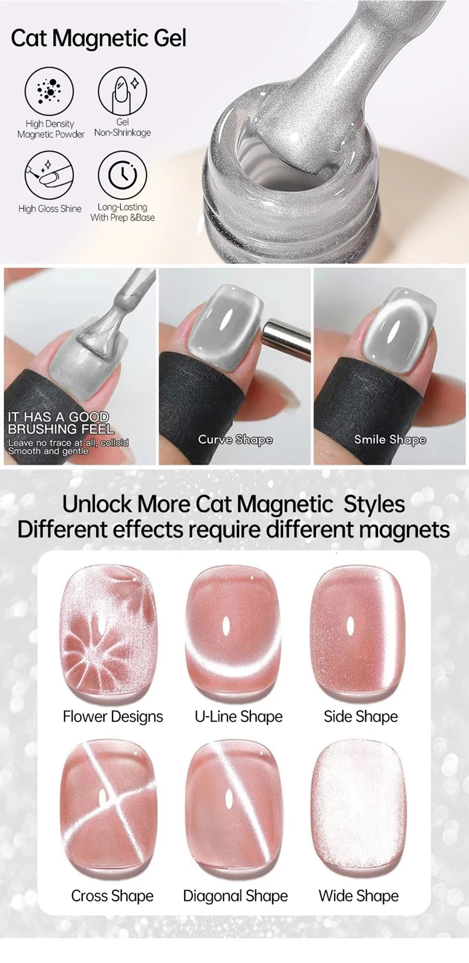 UR SUGAR 15ml Cat Magnetic Gel Jelly Glass Full Coverage Varnis Magnetic Gel Soak Off UV LED Gel Autumn Winter Xmas Manicure