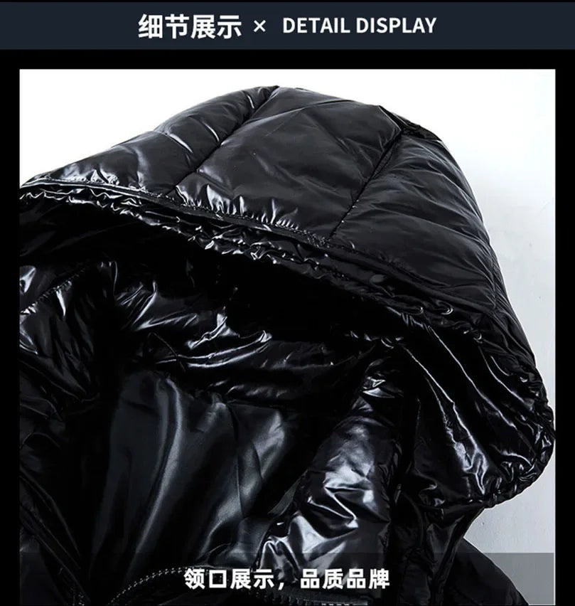Men Detachable Hat Casual Parka Hooded Coat Winter New Men Solid Parkas White Duck Down Jacket Male Stand Collar Warm Thick Coat