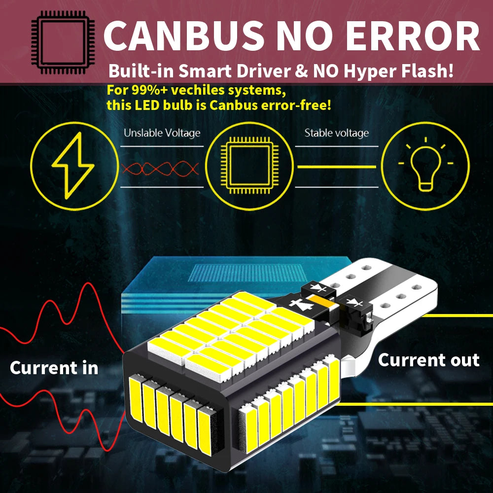 2pcs W16W T15 921 912 LED Canbus Reverse Light Bulbs On Cars White 6000k Back Up Lamp For Opel Astra J Corsa D Insignia A Mokka