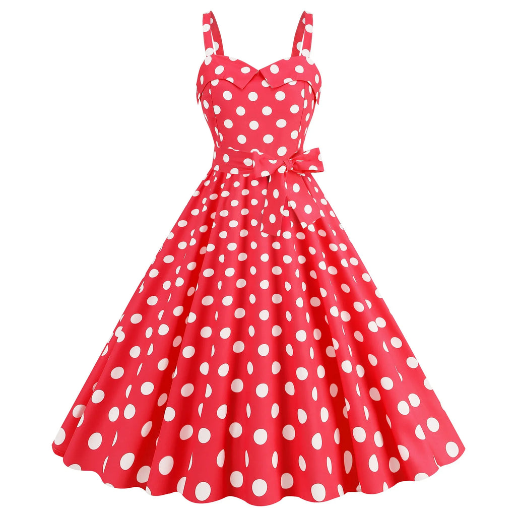 Vintage Classical Polka Dot Printed Dress Women's Sexy Sling Strap Wrap Chest Dress Valentine's Day Streetwear Spring Summer