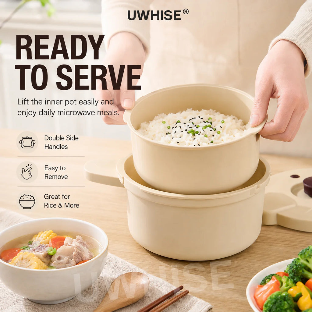 Uwhise 2.3L Microwave Pressure Cooker Fast Meals Rice Soup Steamer With Spoon Inner Pot  Microwave Cookware