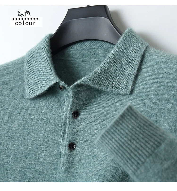 YTFidio 100%Wool Man Sweater POLO-Neck Shirt Casual Jumpers Warm Solid Soft Warm Thickening Knitwear Pullover Tops 134