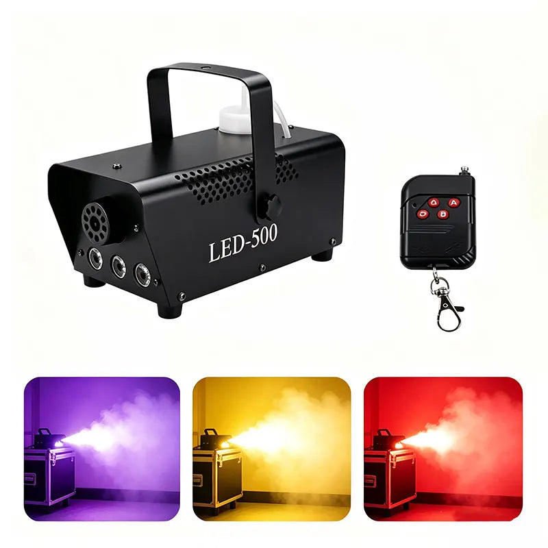 500W 3 LEDS Lights Smoke Machine RGB Remote Control Strobe Effect With Wired Controller&Wireless Remote Control for Party Show